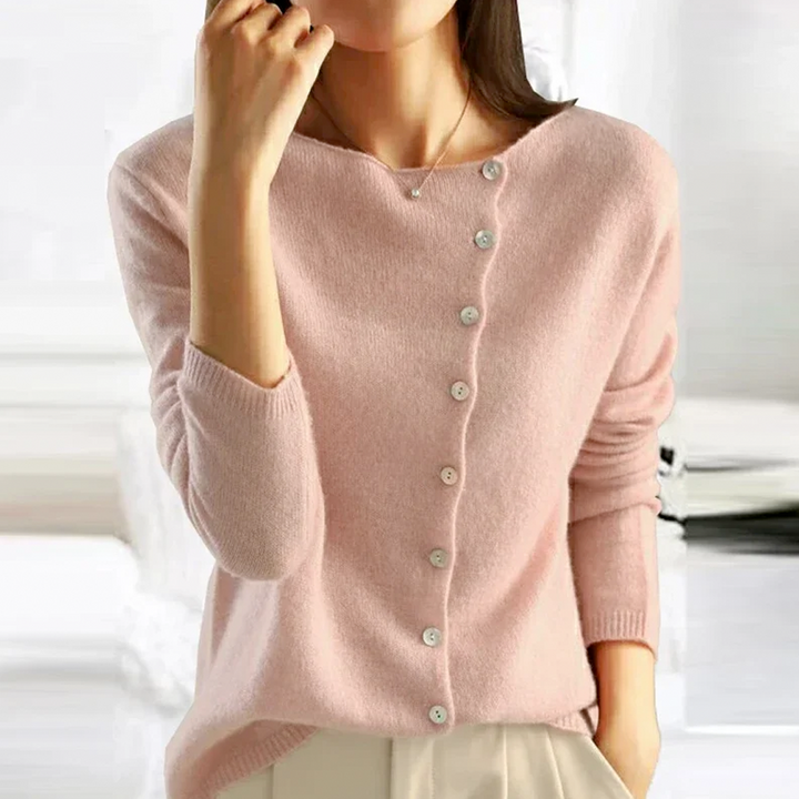 Aubrey | Asymmetric Button-Up Knit Sweater