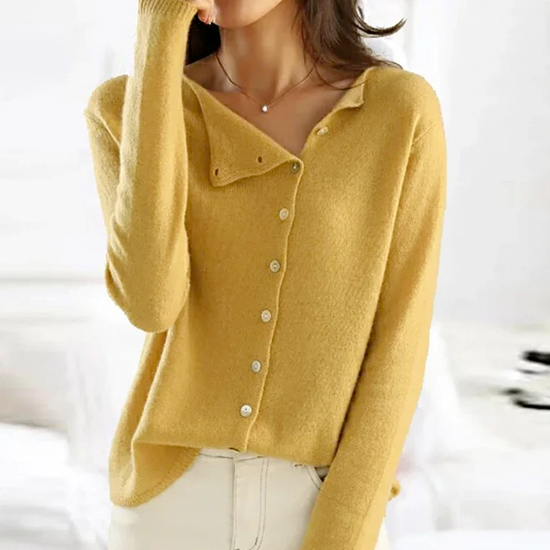 Aubrey | Asymmetric Button-Up Knit Sweater