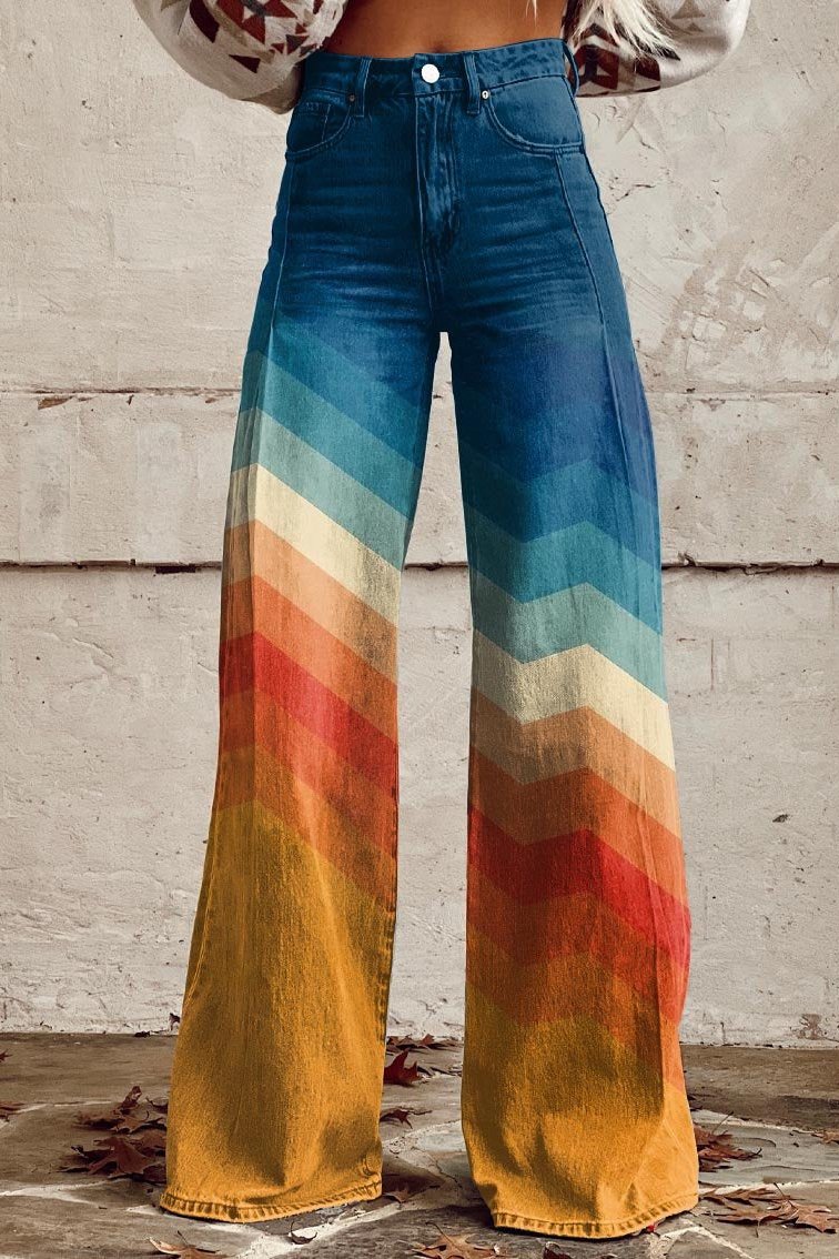 Marley | Retro Chevron Ombre Wide-Leg Pants