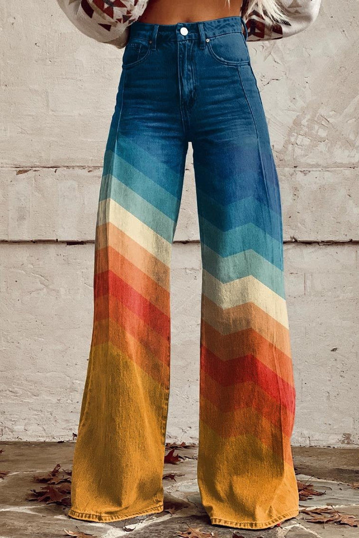 Marley | Retro Chevron Ombre Wide-Leg Pants