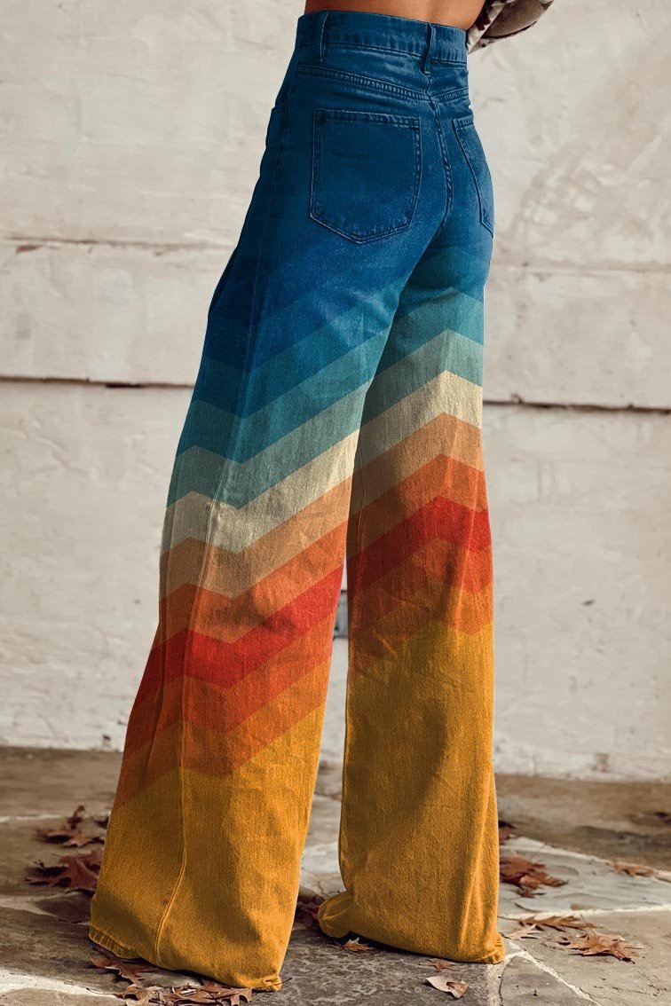 Marley | Retro Chevron Ombre Wide-Leg Pants