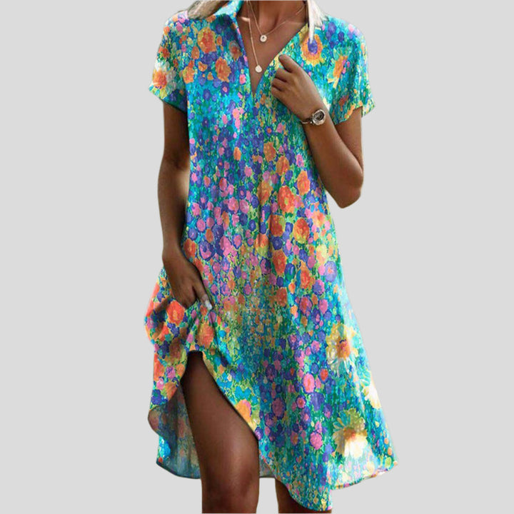 Skye | Vibrant Bloom Split-Hem Dress