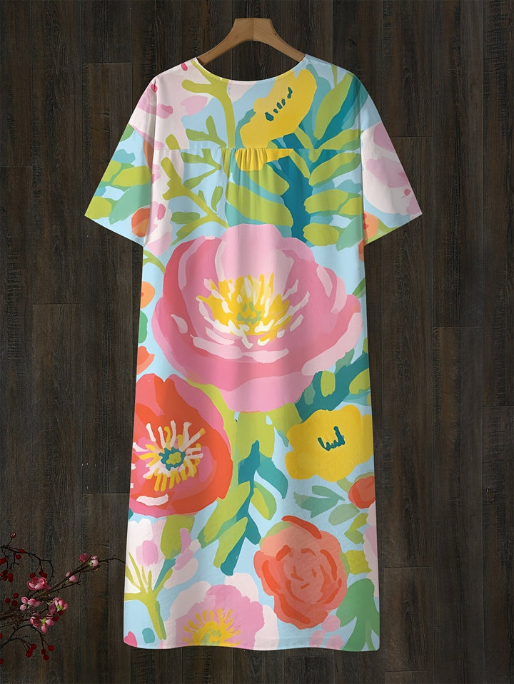 Jasmine | Bold Bloom Watercolor Midi Dress