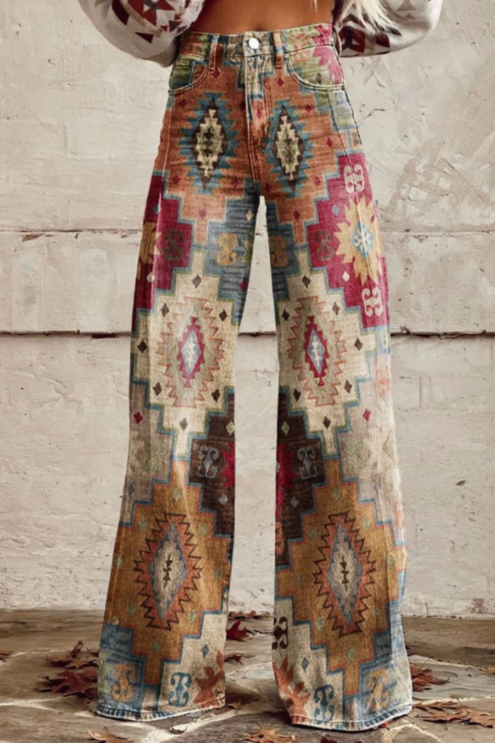 Sahara | Aztec Tapestry High-Waisted Wide-Leg Jeans