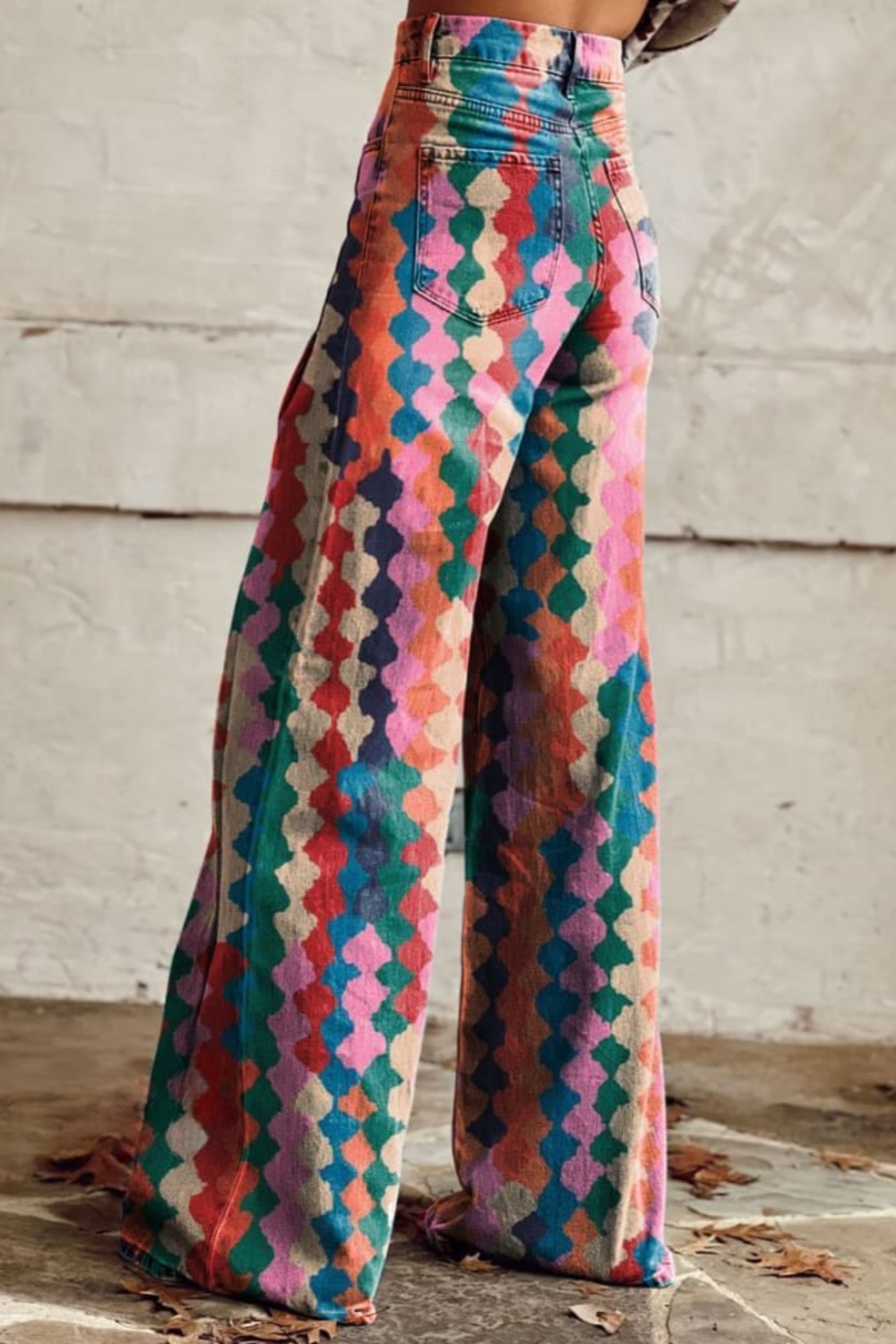 Rio | Multicolour Geometric High-Waisted Wide-Leg Jeans