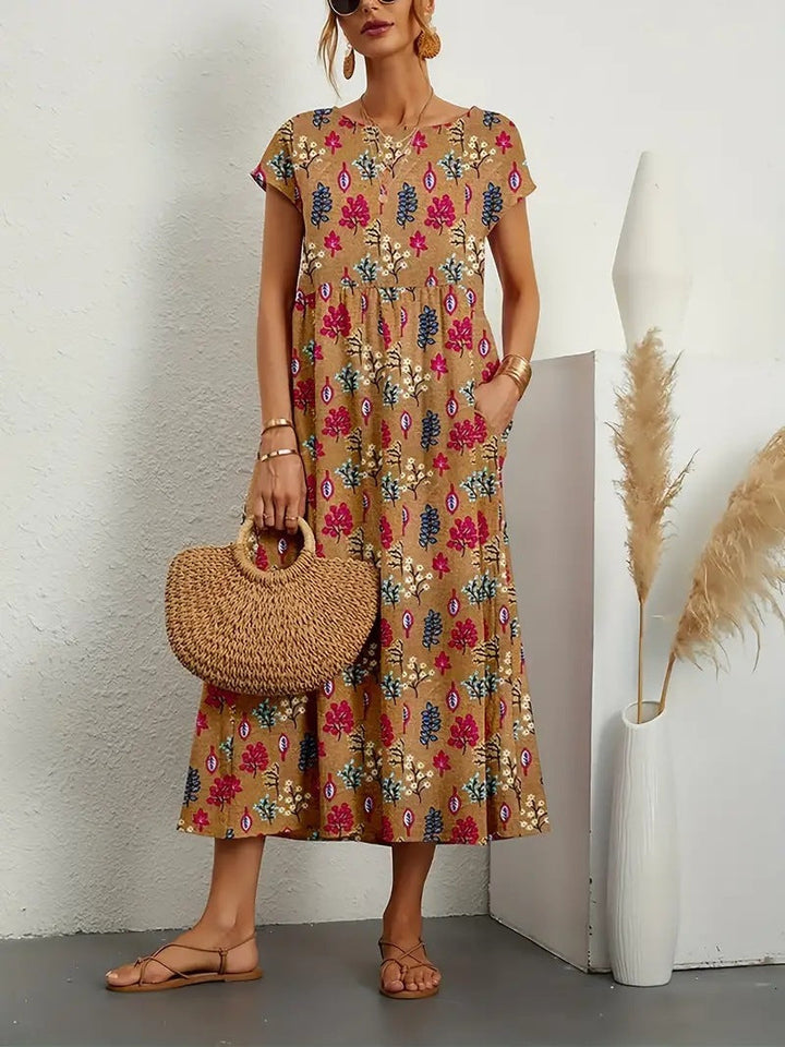 Isla-Rose | Relaxed Fit Boho Floral Midi Dress
