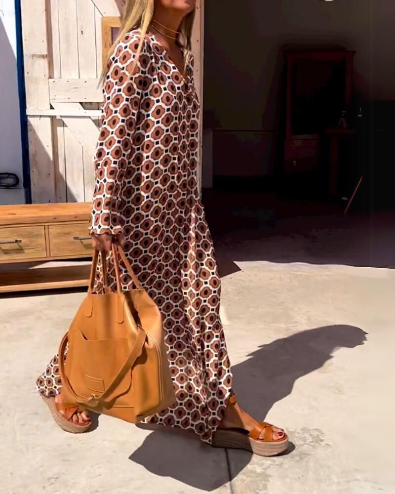 Hazel | Effortless Retro-Print Longline Dress