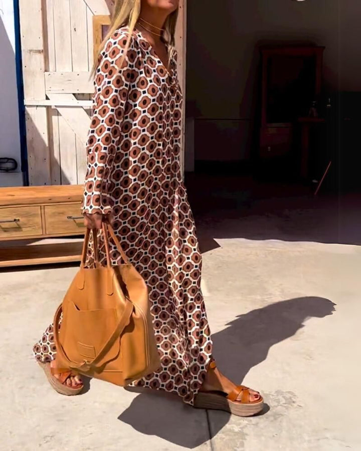 Hazel | Effortless Retro-Print Longline Dress