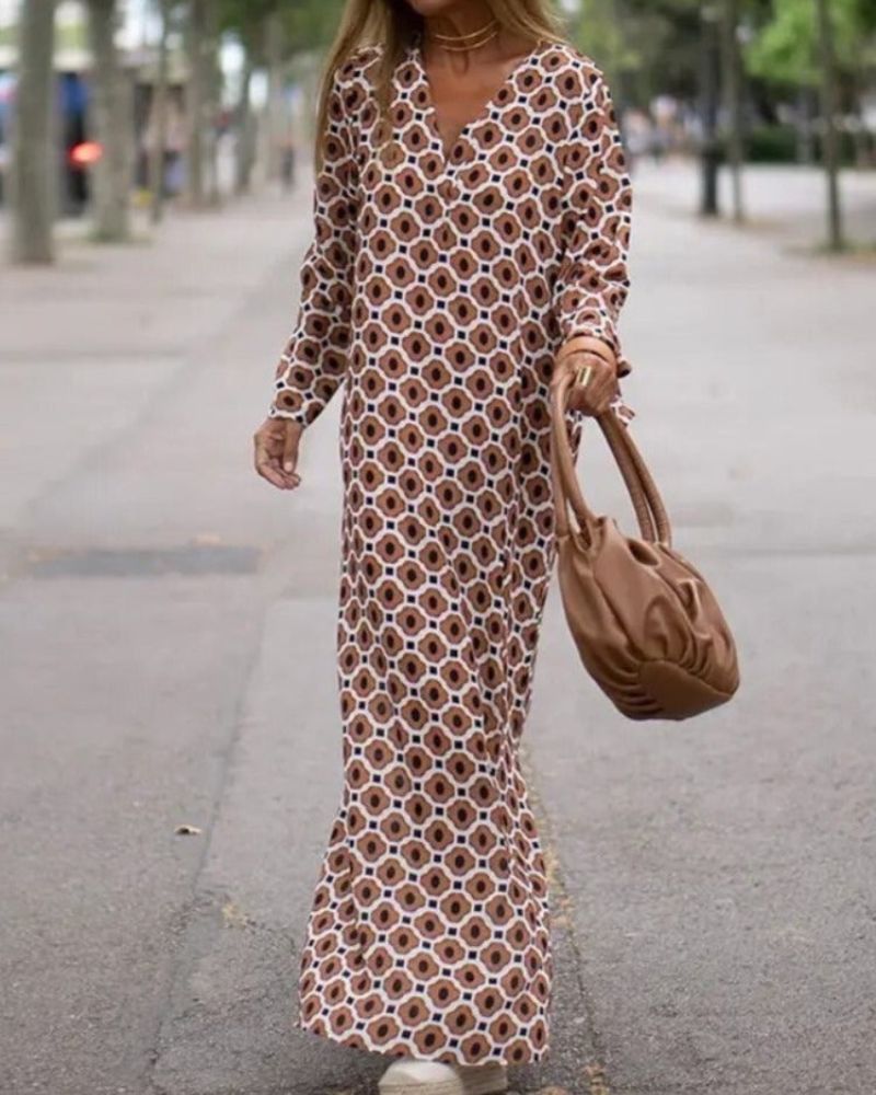 Hazel | Effortless Retro-Print Longline Dress