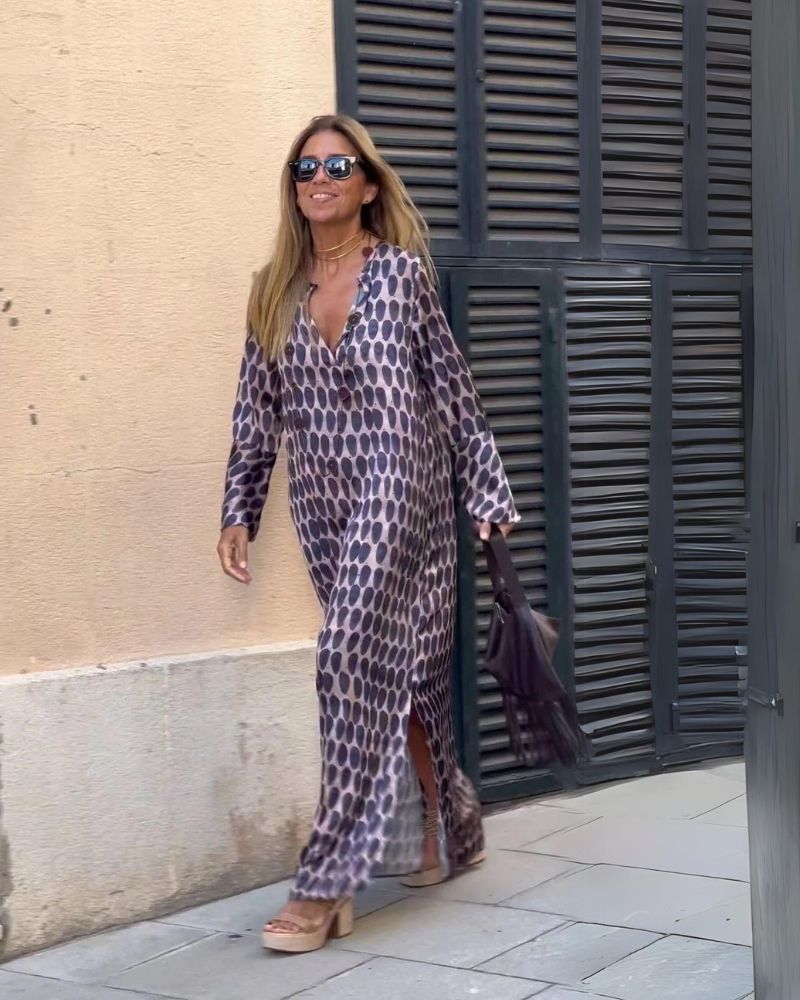 Hazel | Effortless Retro-Print Longline Dress