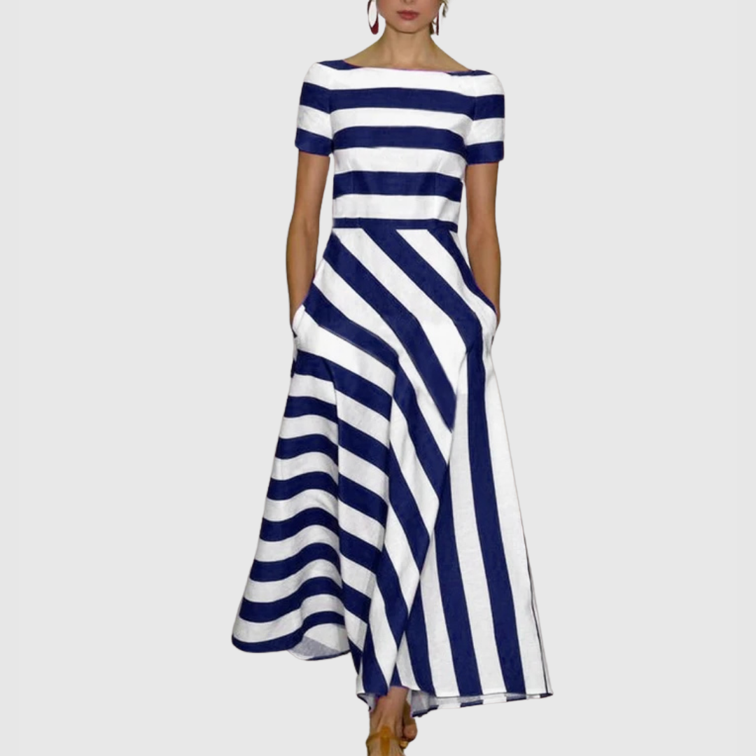 Harriet | Bold Stripe Fit & Flare Cotton Dress