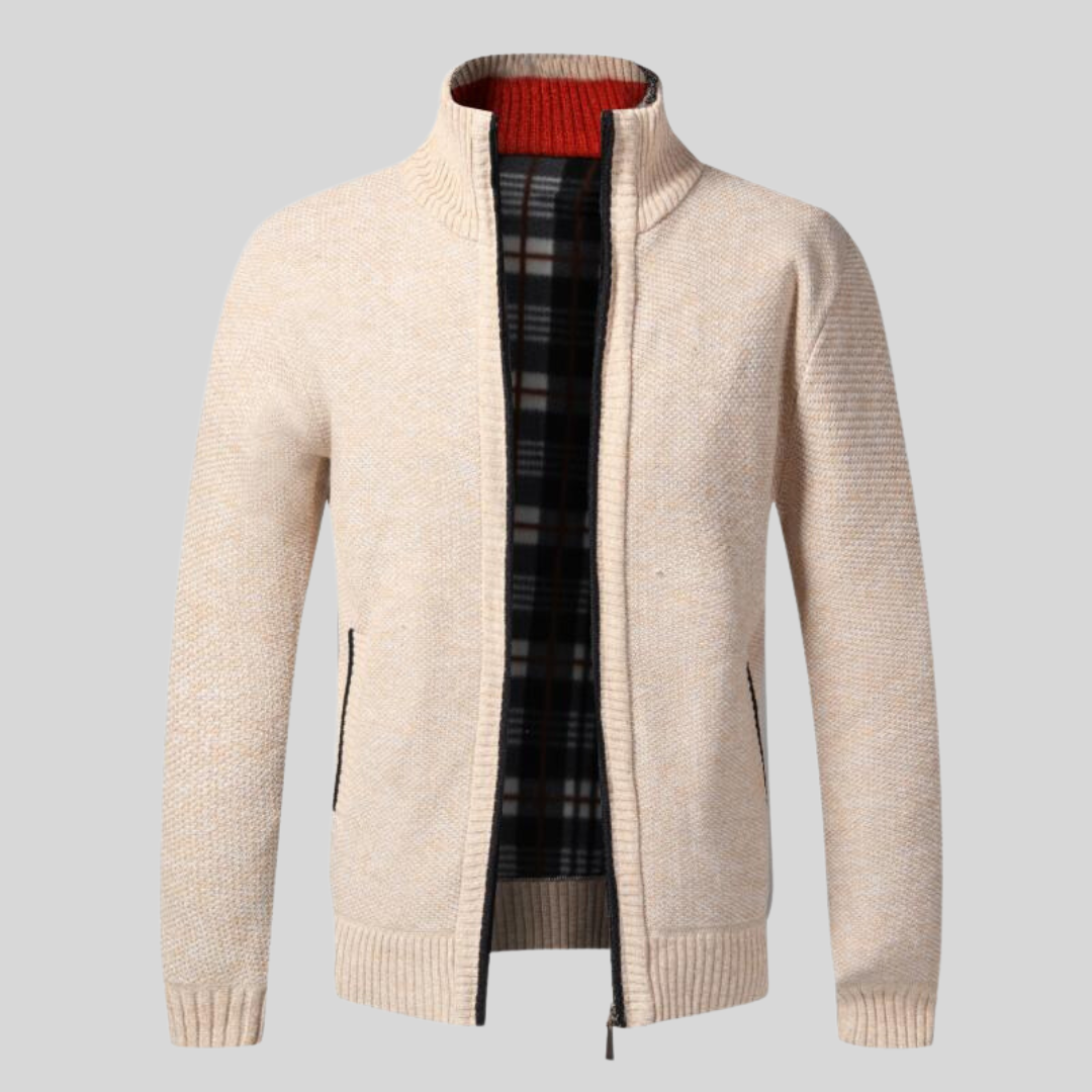 Torben | Knitted vest with checkered pattern inside