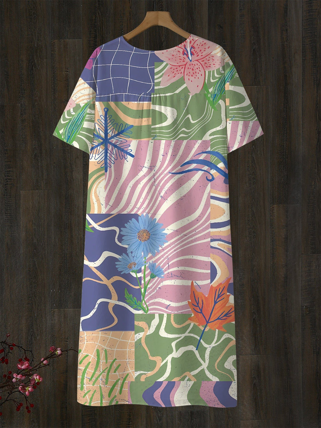 Tess | Abstract Garden Collage Midi Dress