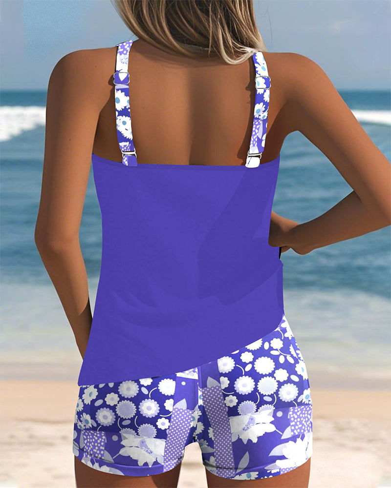 Riley | Floral Patchwork Tankini Set