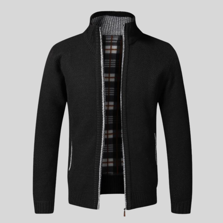 Torben | Knitted vest with checked pattern inside