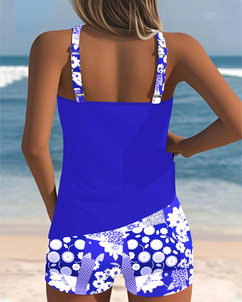 Riley | Floral Patchwork Tankini Set