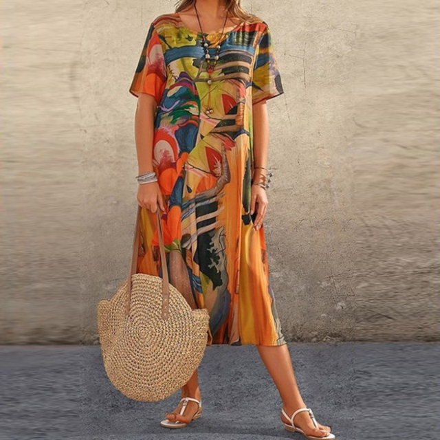 Jasmine | Tropical Art-Inspired Midi Dress