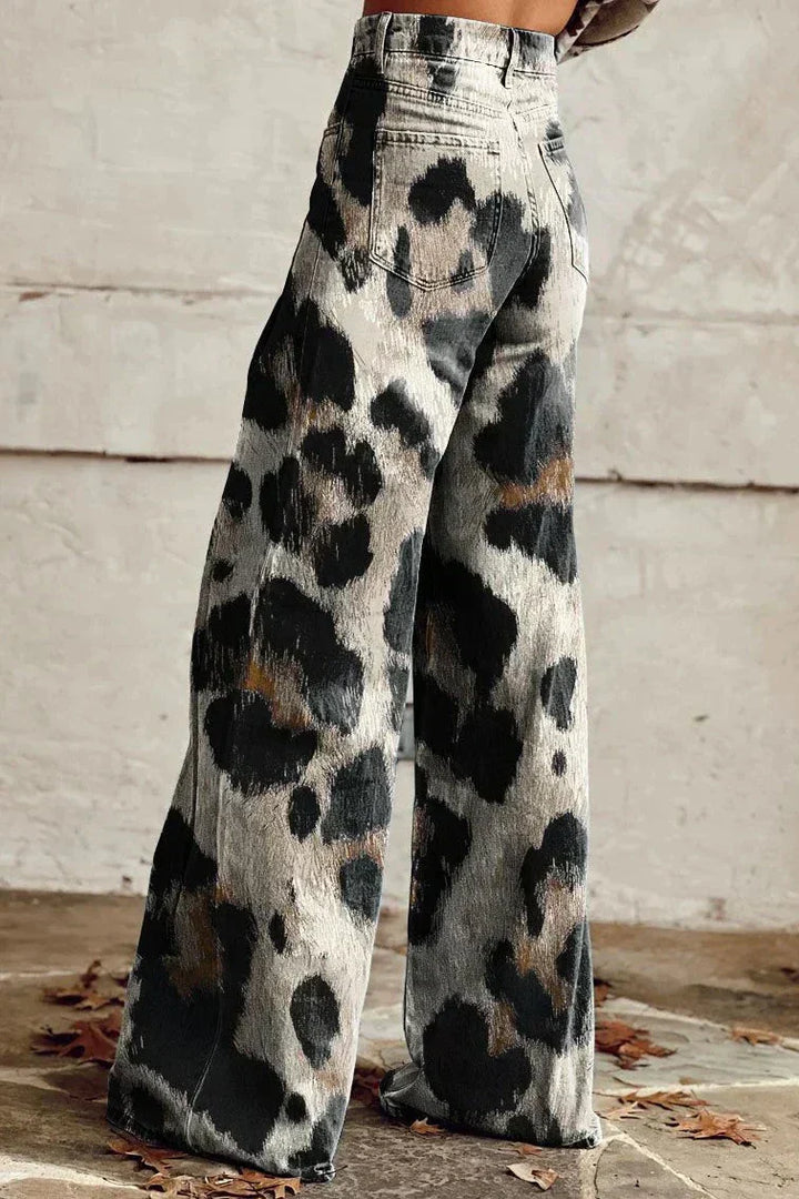 Darcie | Wild Spirit High-Waisted Leopard Wide-Leg Jeans