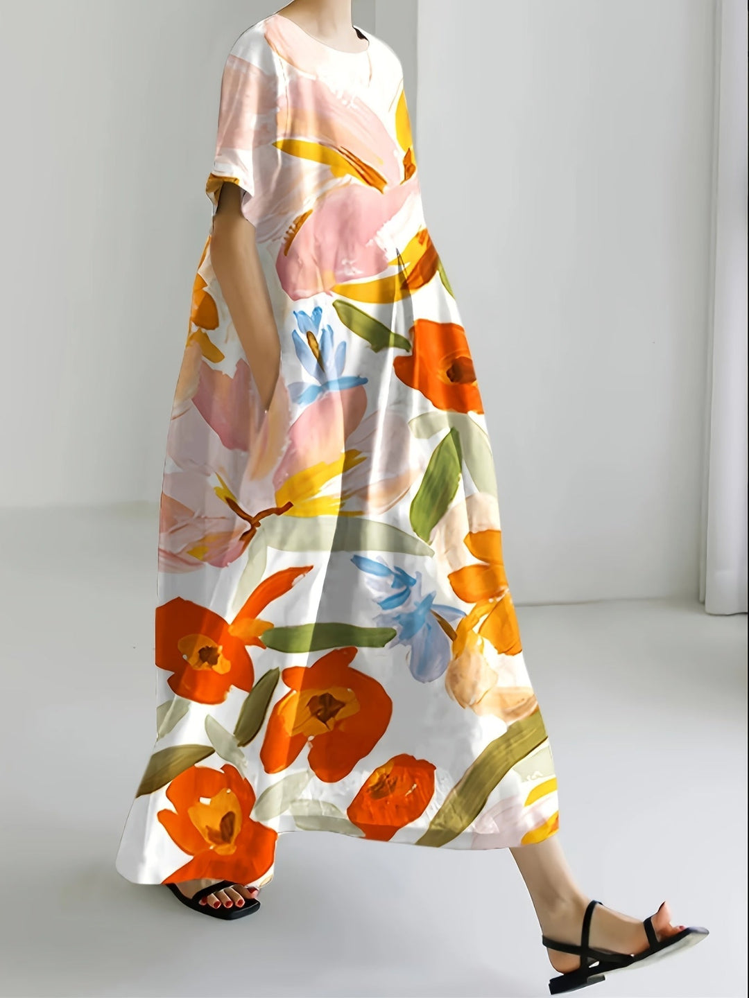 Amelia | Blooming Brushstroke Midi Dress