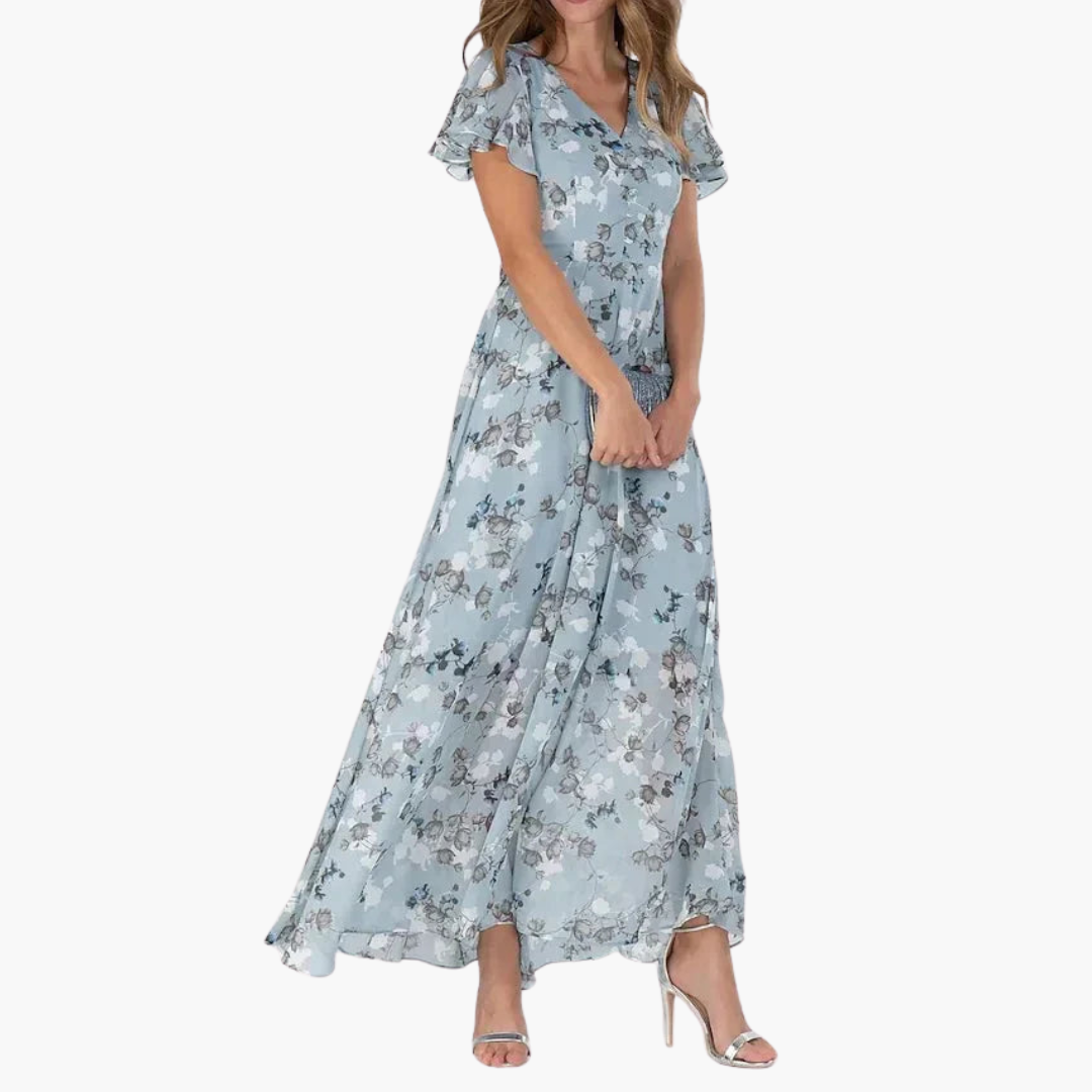 Kaylee | Floral Flutter-Sleeve Maxi Dress