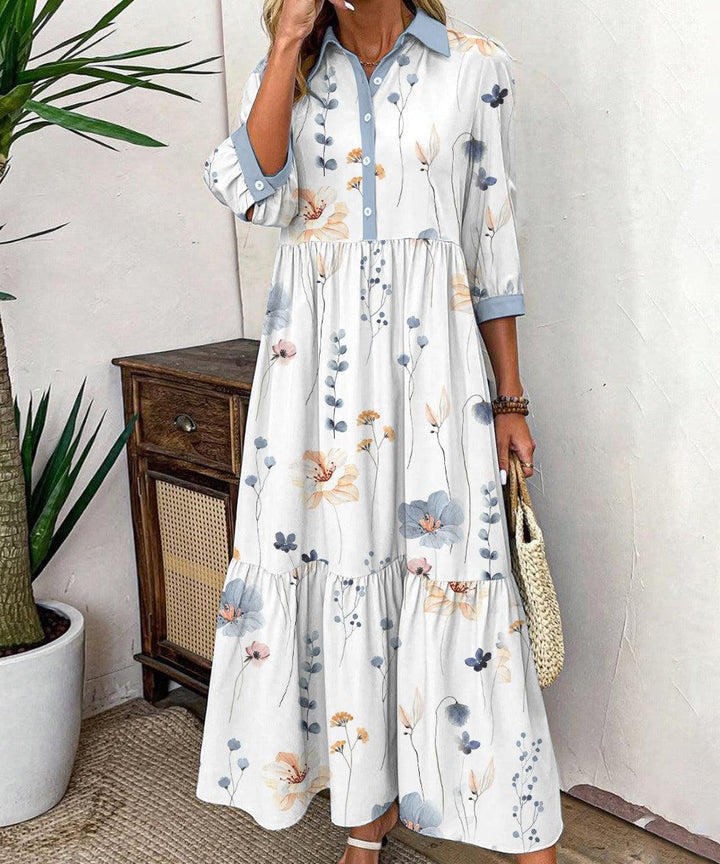 Lily-Mae | Elegant Floral Button-Up Midi Dress