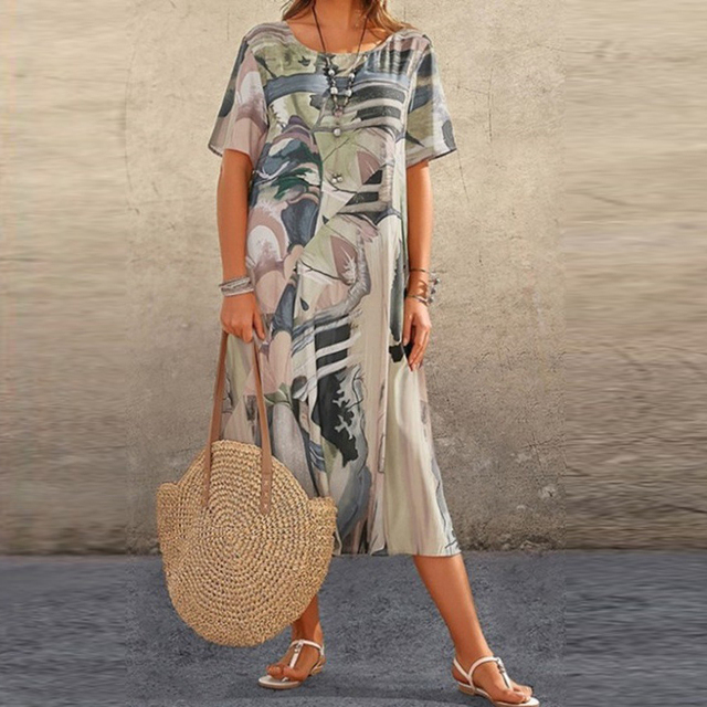 Jasmine | Tropical Art-Inspired Midi Dress