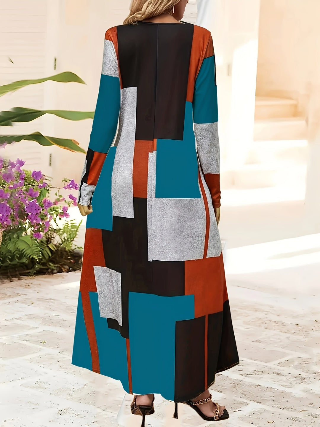 Talia | Colorblock Long Sleeve Maxi Dress