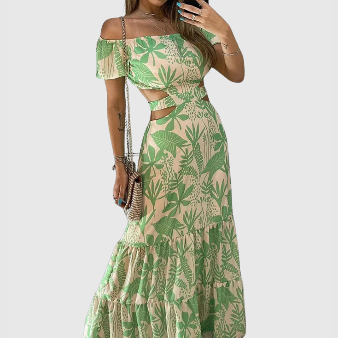 Isla | Off-Shoulder Orange Blossom Maxi Dress