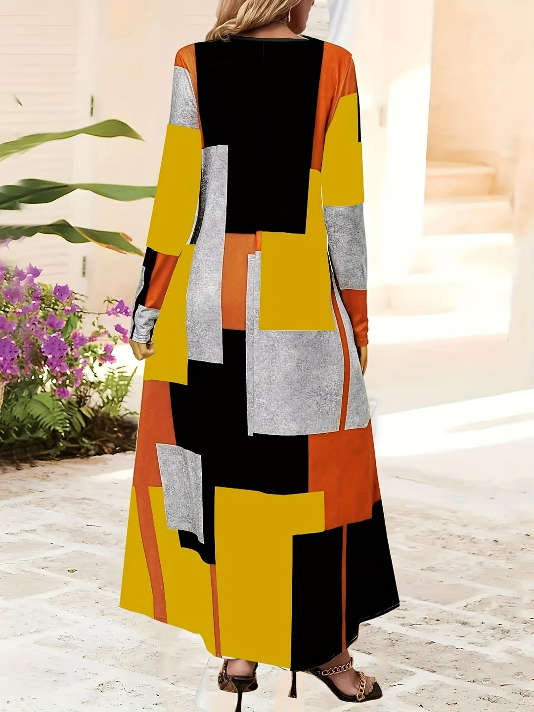 Talia | Colorblock Long Sleeve Maxi Dress