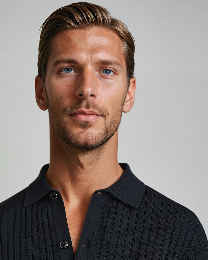 Crocheted Cardigan Polo Black