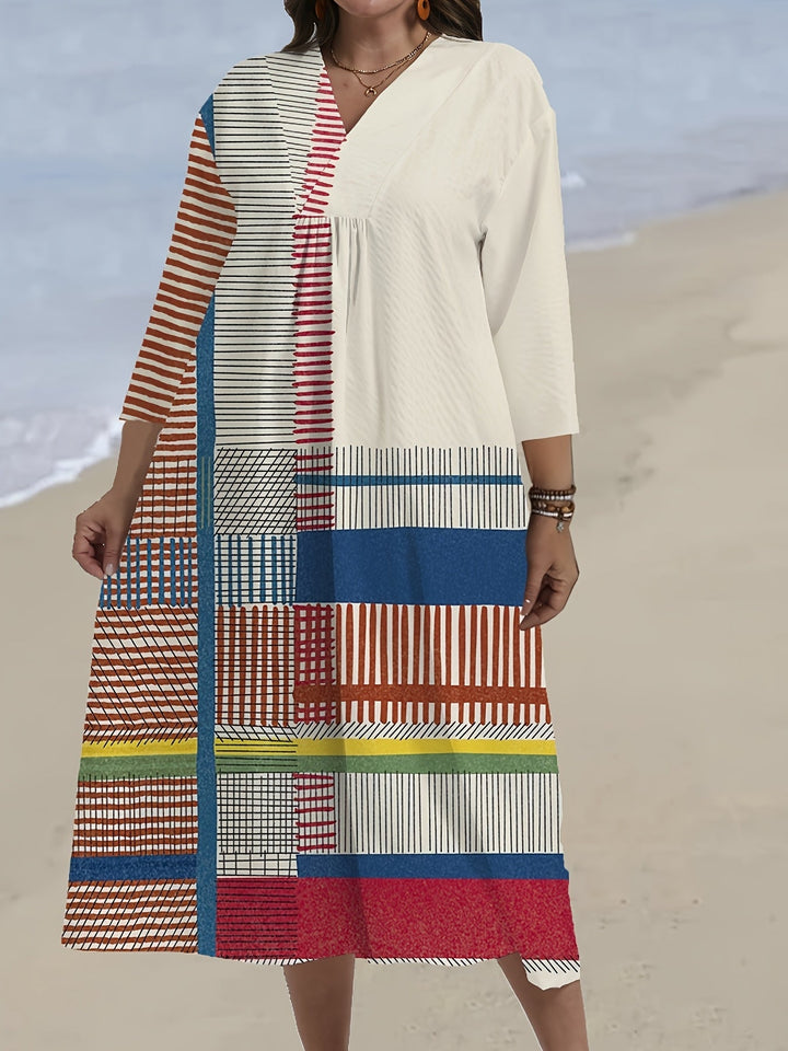Rowena | Artisan Patchwork Striped Maxi Dress