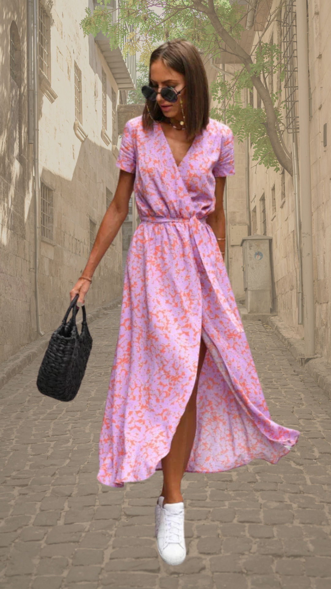 Aubrey | Bold Floral Wrap Maxi Dress