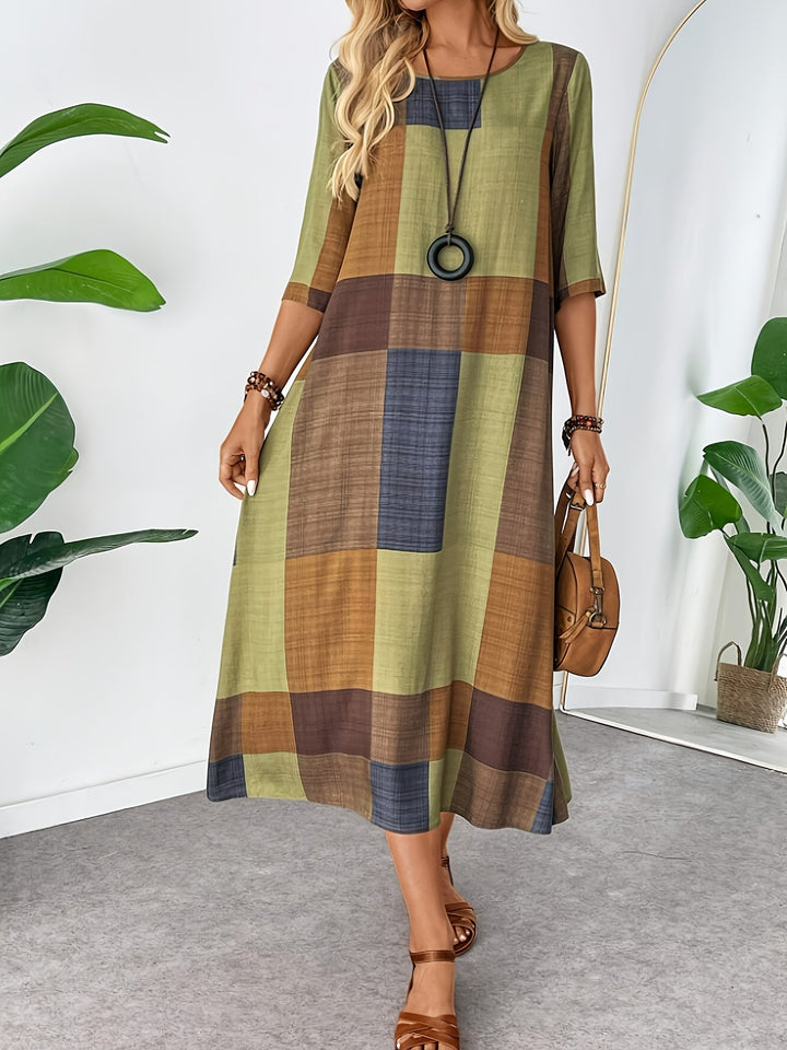 Ivy | Relaxed Fit Green Patchwork Maxi Dress