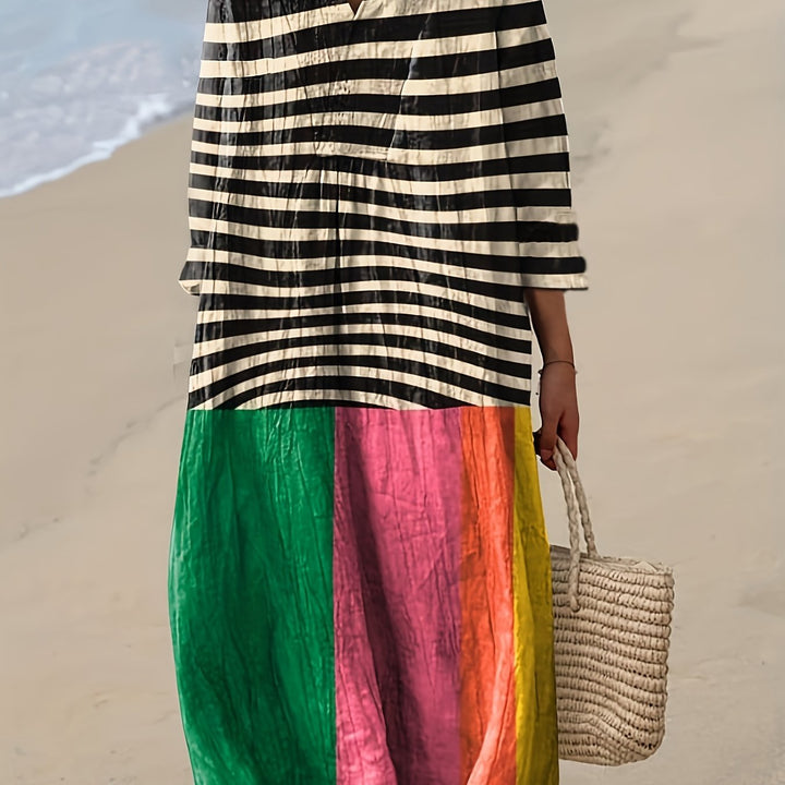 Zara | Bold Stripe & Colorblock Midi Dress