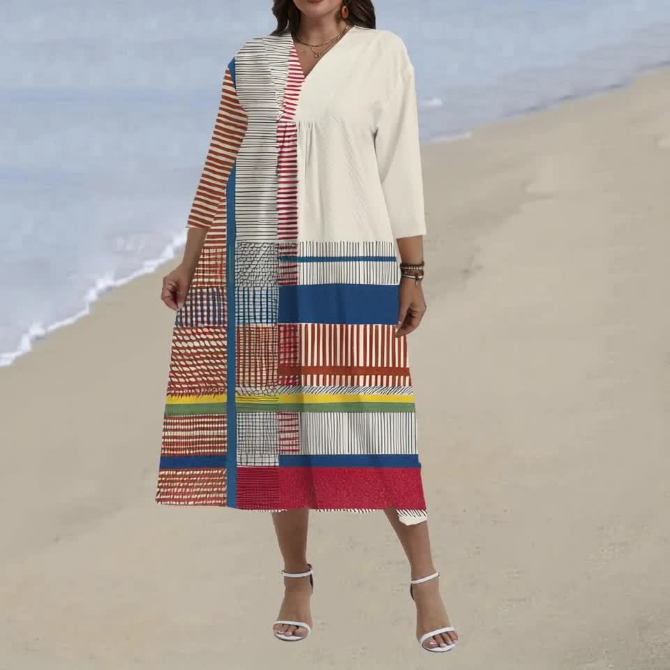 Rowena | Artisan Patchwork Striped Maxi Dress