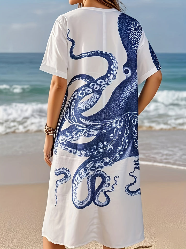 Marina | Deep Sea Octopus Print Midi Dress