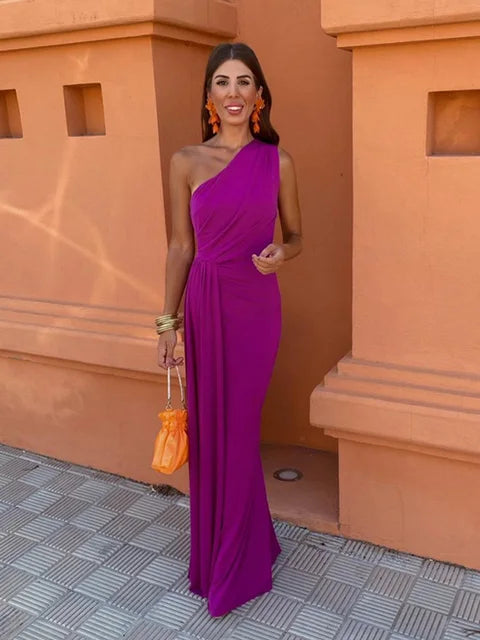 Juliette | One-Shoulder Draped Evening Gown