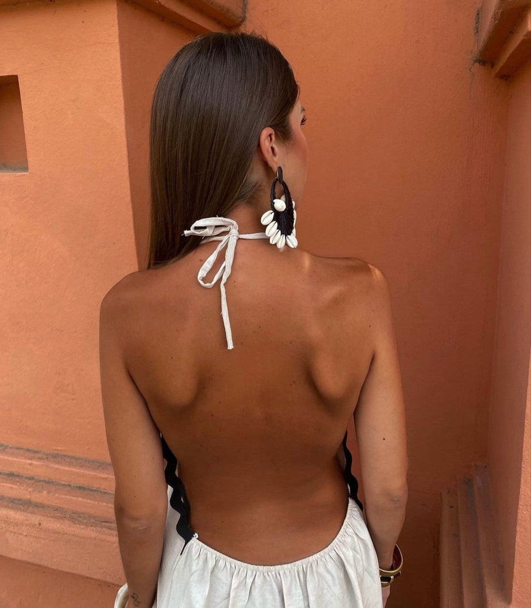 Noelle | Scallop-Trim Halter Slit Maxi Dress