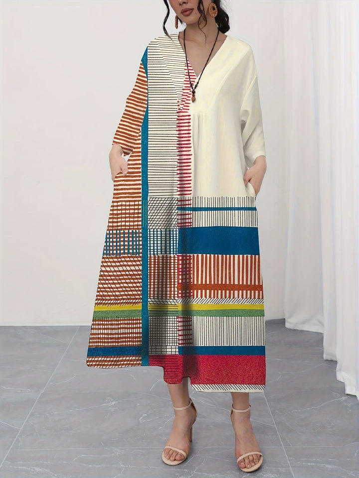 Rowena | Artisan Patchwork Striped Maxi Dress