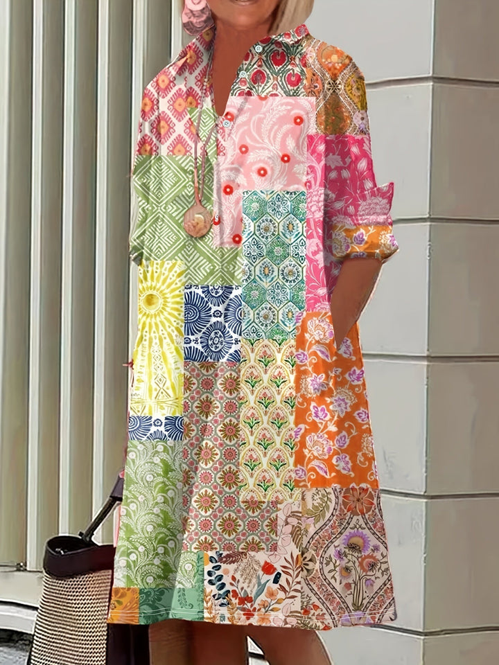 Elsie | Bohemian Patchwork Shirt Dress
