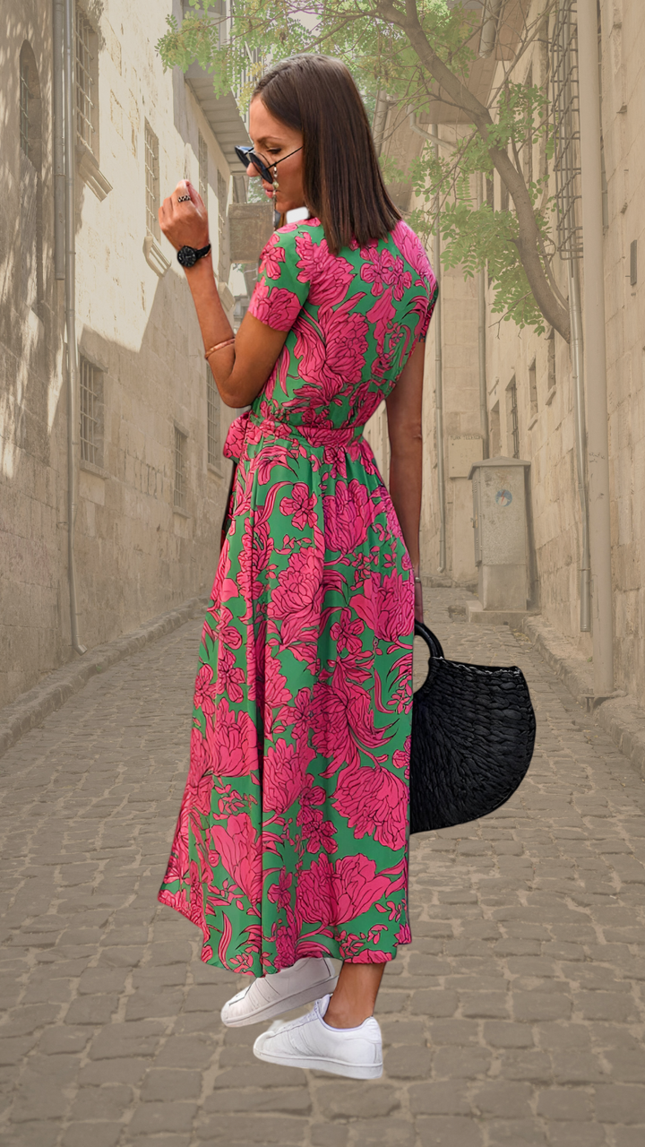 Aubrey | Bold Floral Wrap Maxi Dress