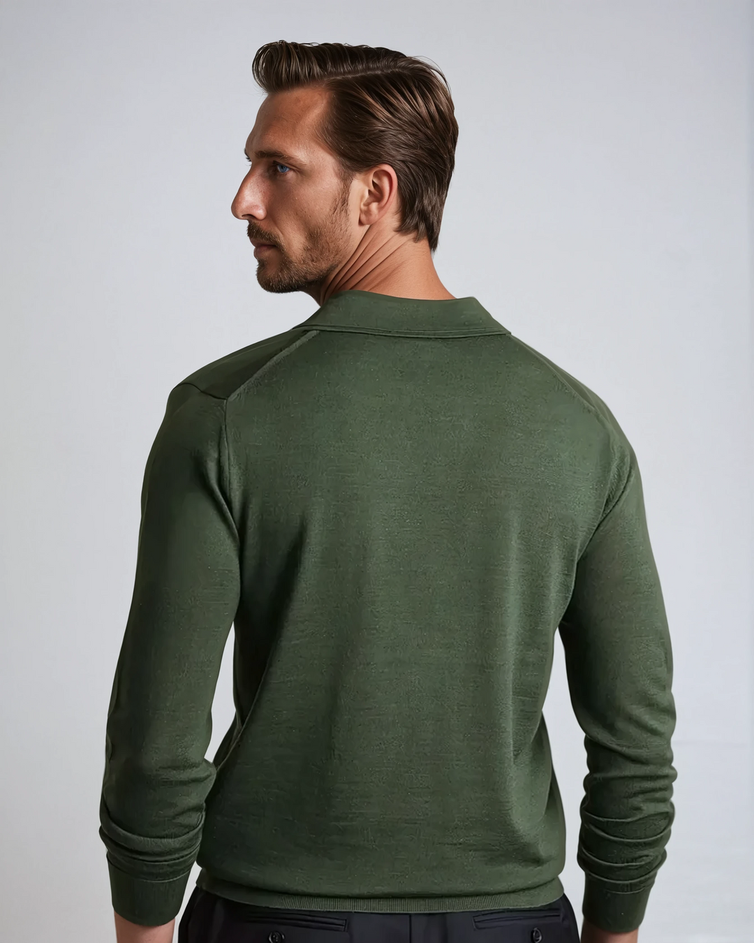 Long Sleeve Polo Without Buttons Green