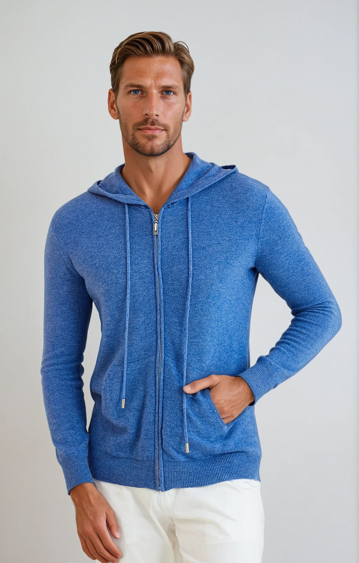 Cashmere Zip Vest - Azure Blue