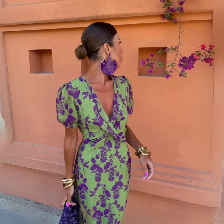 Violet | Vintage-Inspired Floral Midi Dress