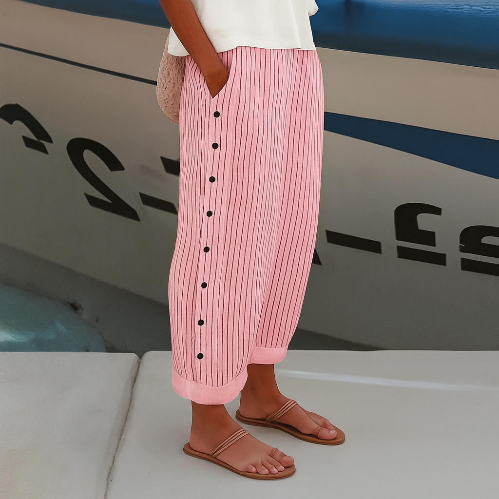 Reese | Coastal Stripe Linen Trousers