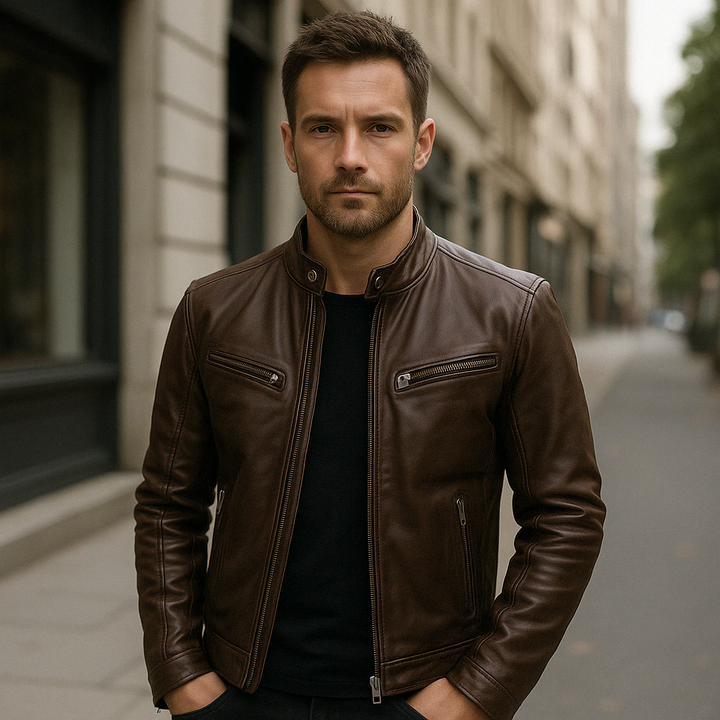 Victor | Casual Leather Jacket: Timeless Design and Comfort