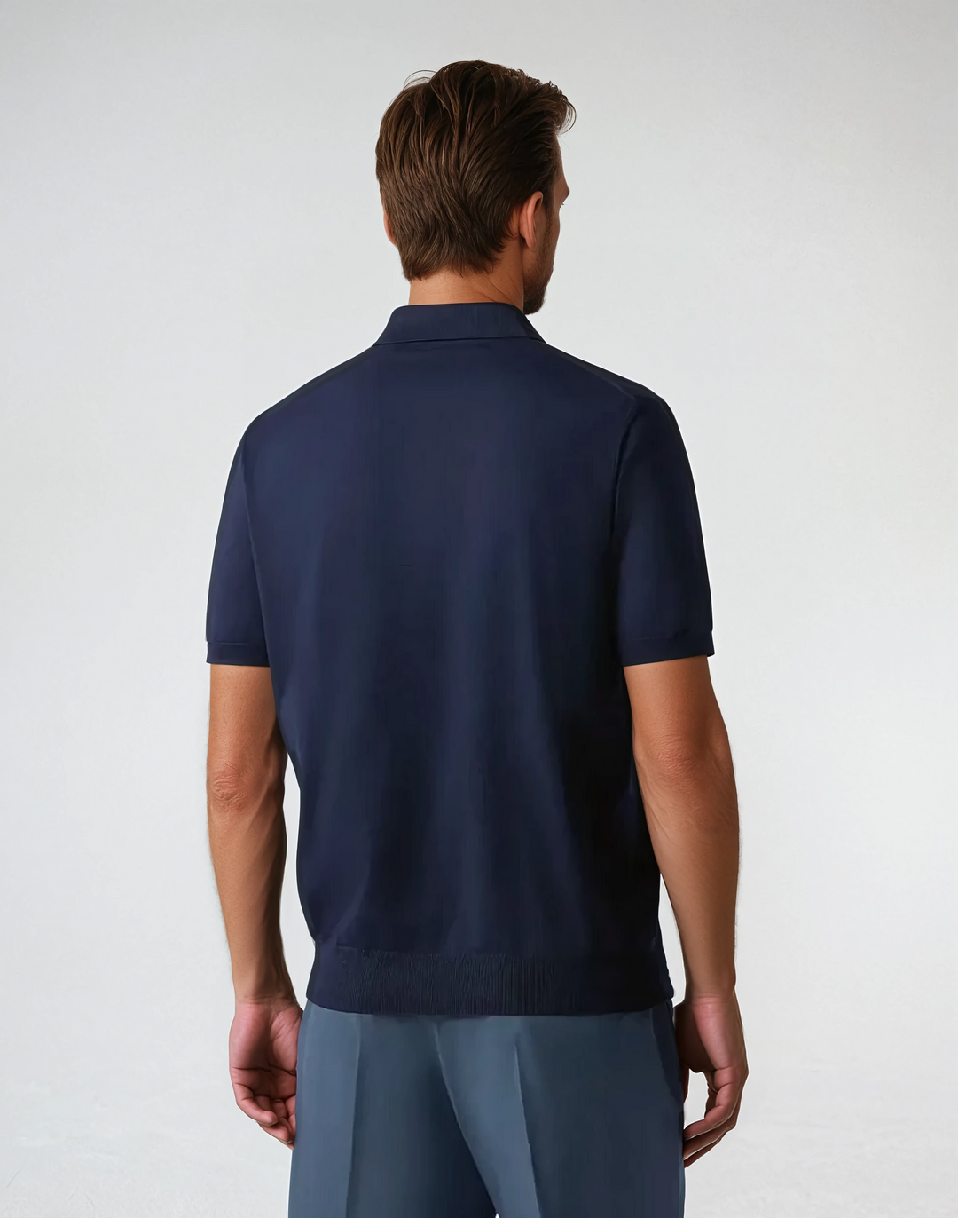 Polo with Zipper - Navy Blue