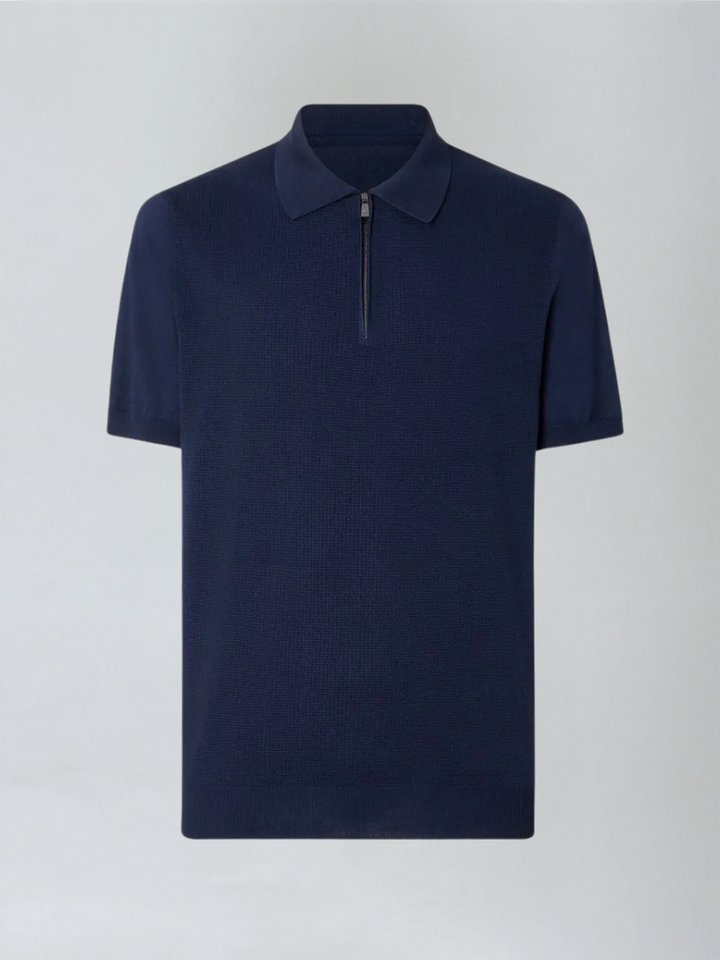 Polo with Zipper - Navy Blue