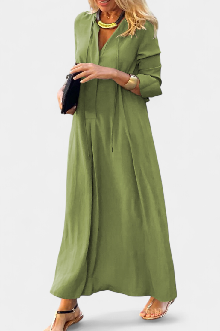Verónica Dress with Long Sleeves and V-Neck