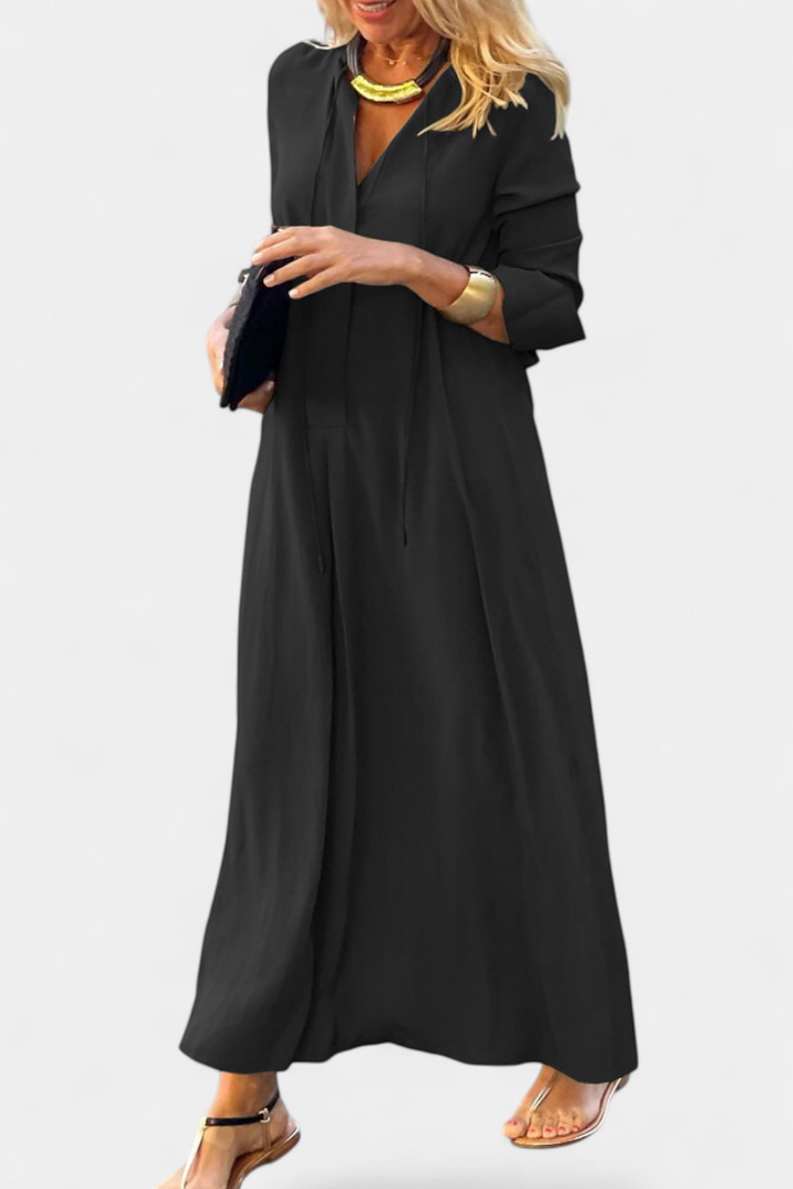 Verónica Dress with Long Sleeves and V-Neck